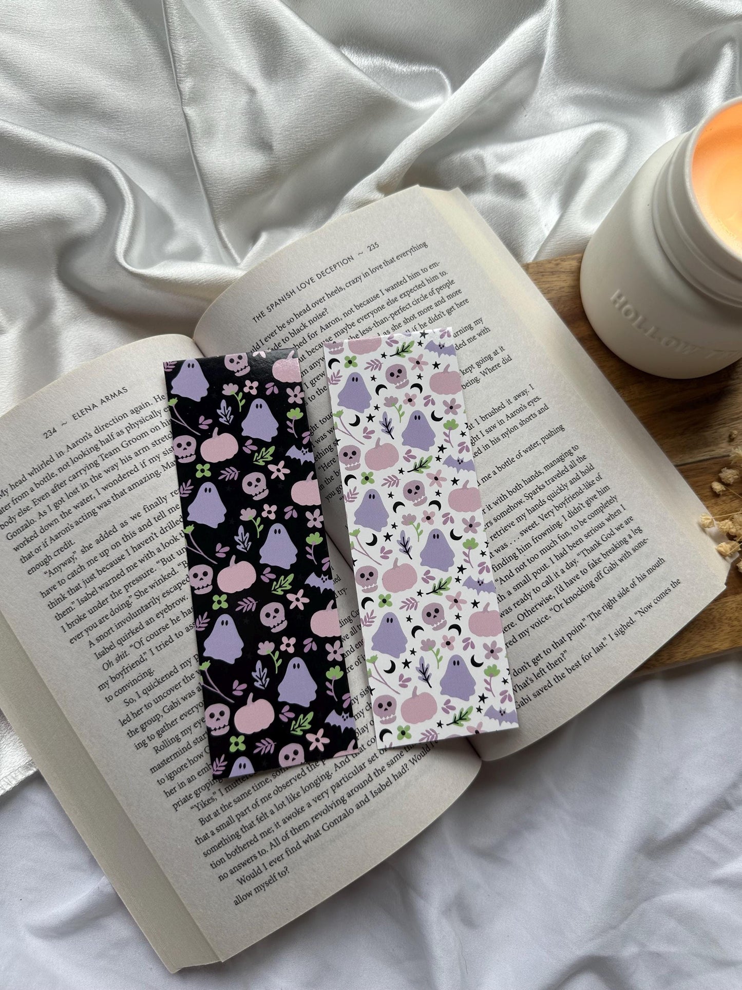 Pastel Ghosts and Pumpkin Pattern Bookmark