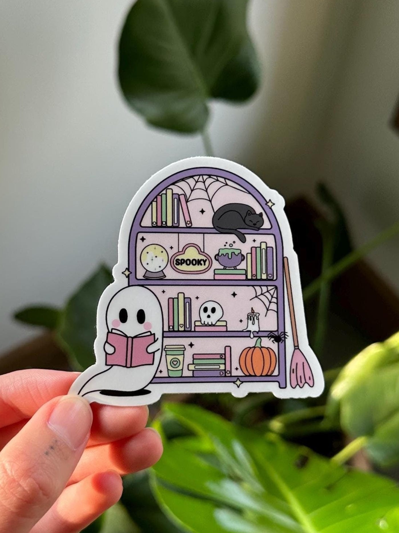 Spooky Bookshelf Sticker