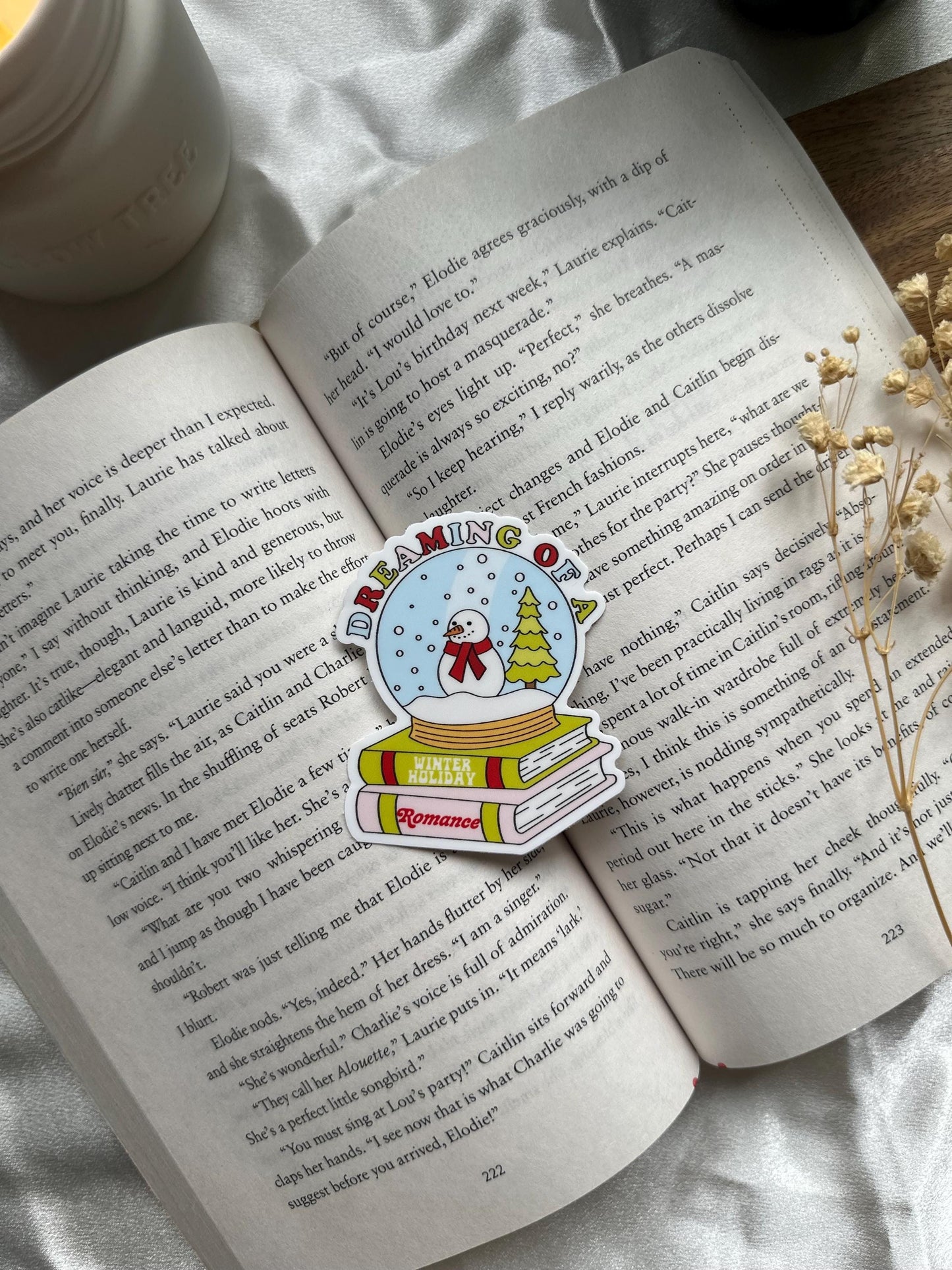Dreaming of a Winter Holiday Romance Snow Globe Sticker