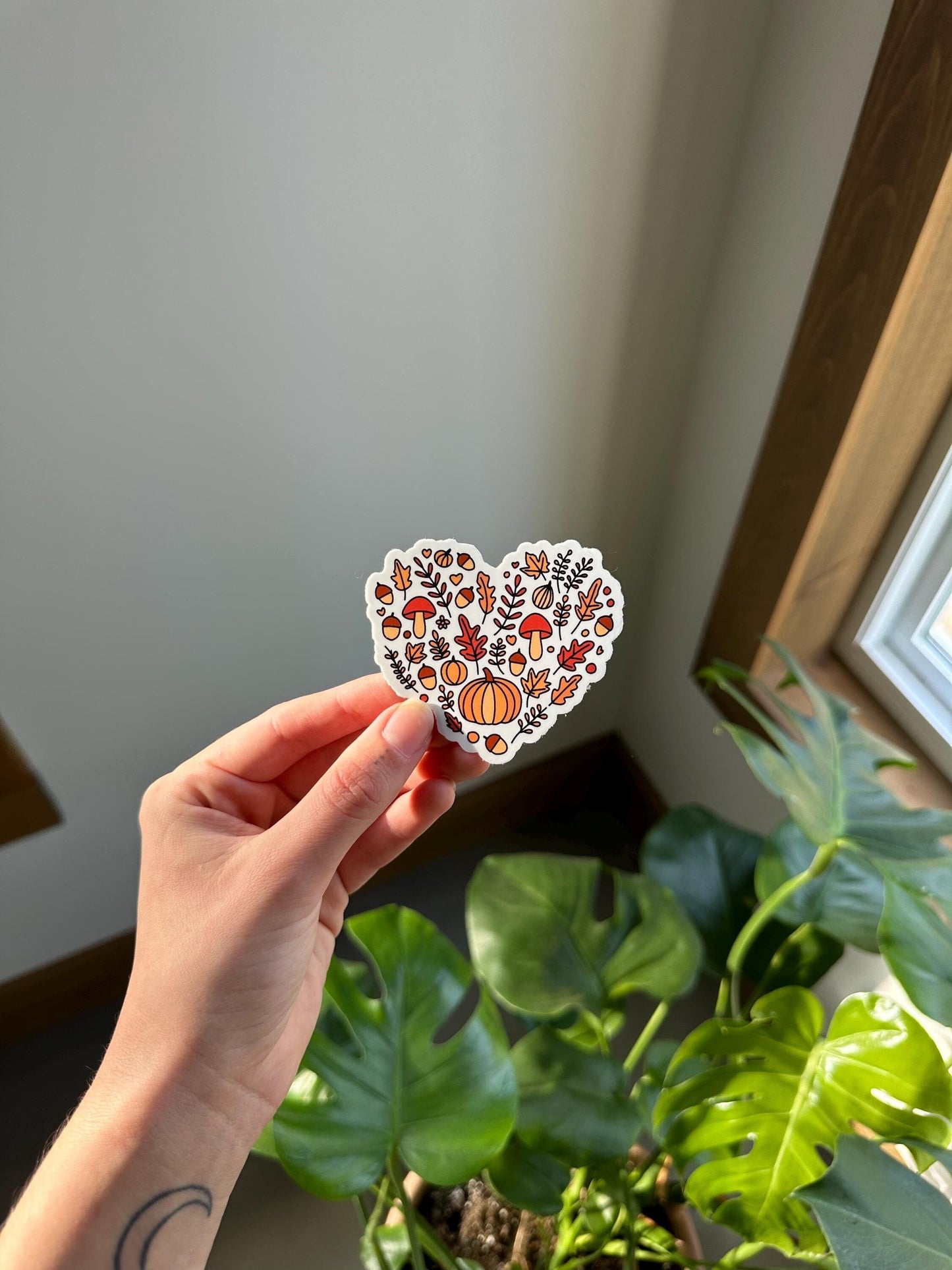 Autumn Heart Pattern Sticker