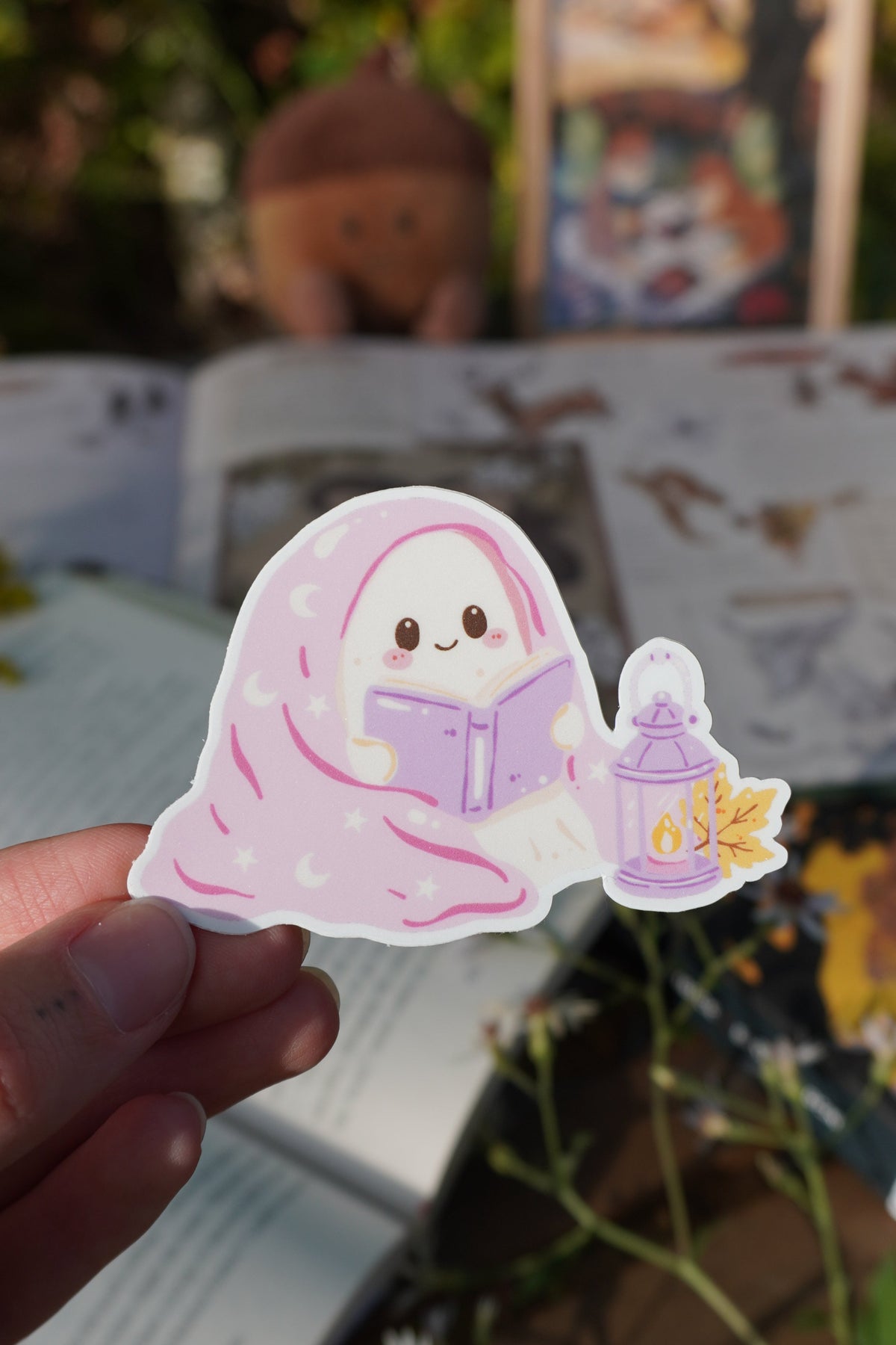 Cozy Ghost Reading Sticker