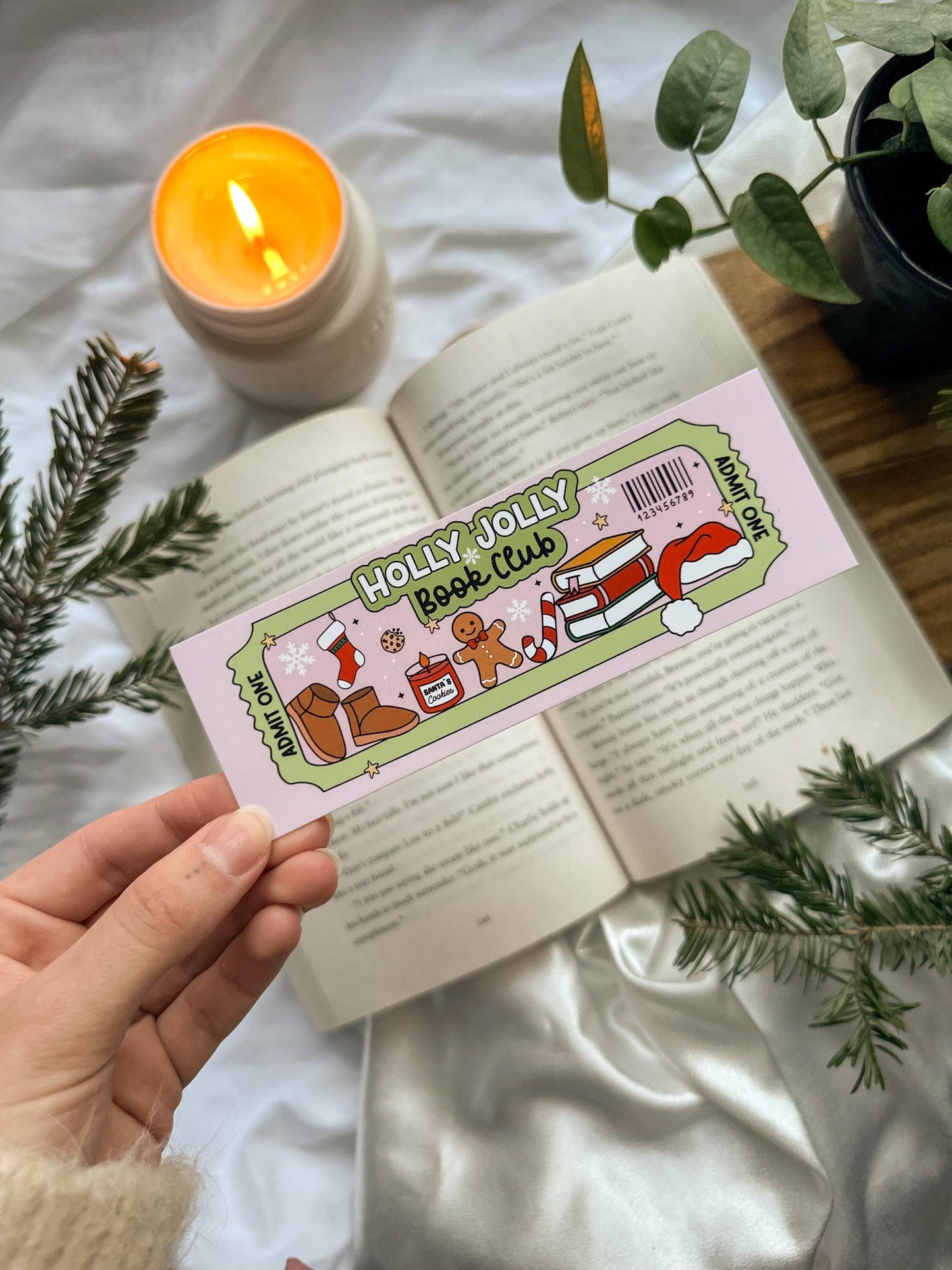 Holly Jolly Book Club Admit One Ticket Bookmark