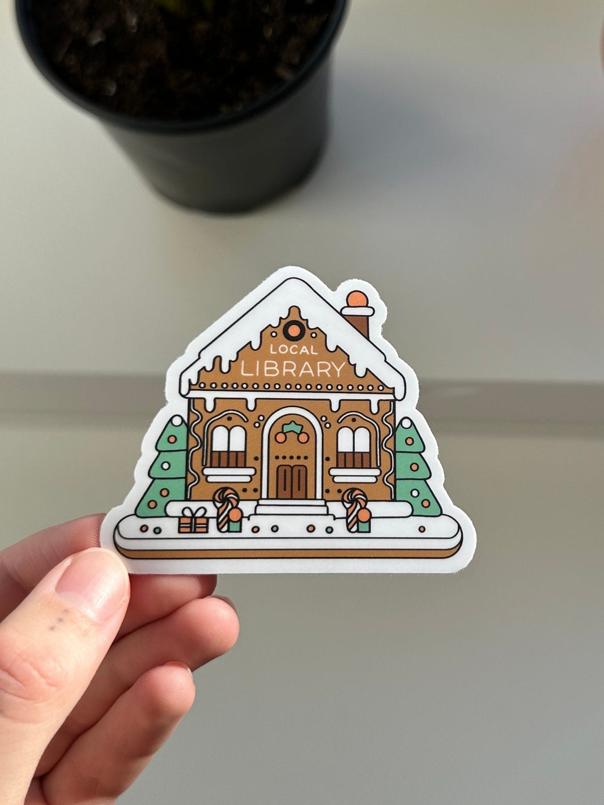 Local Library Gingerbread House Sticker