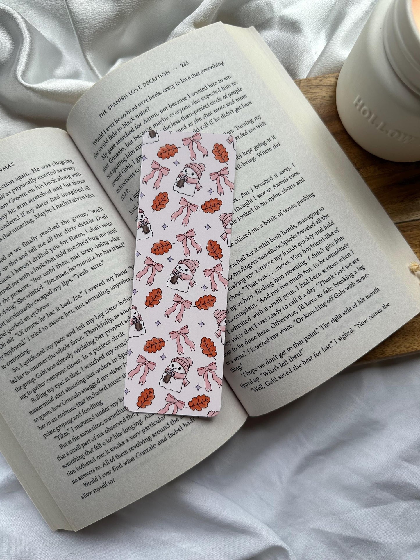Ghost Drinking Coffee Autumn Bookmark