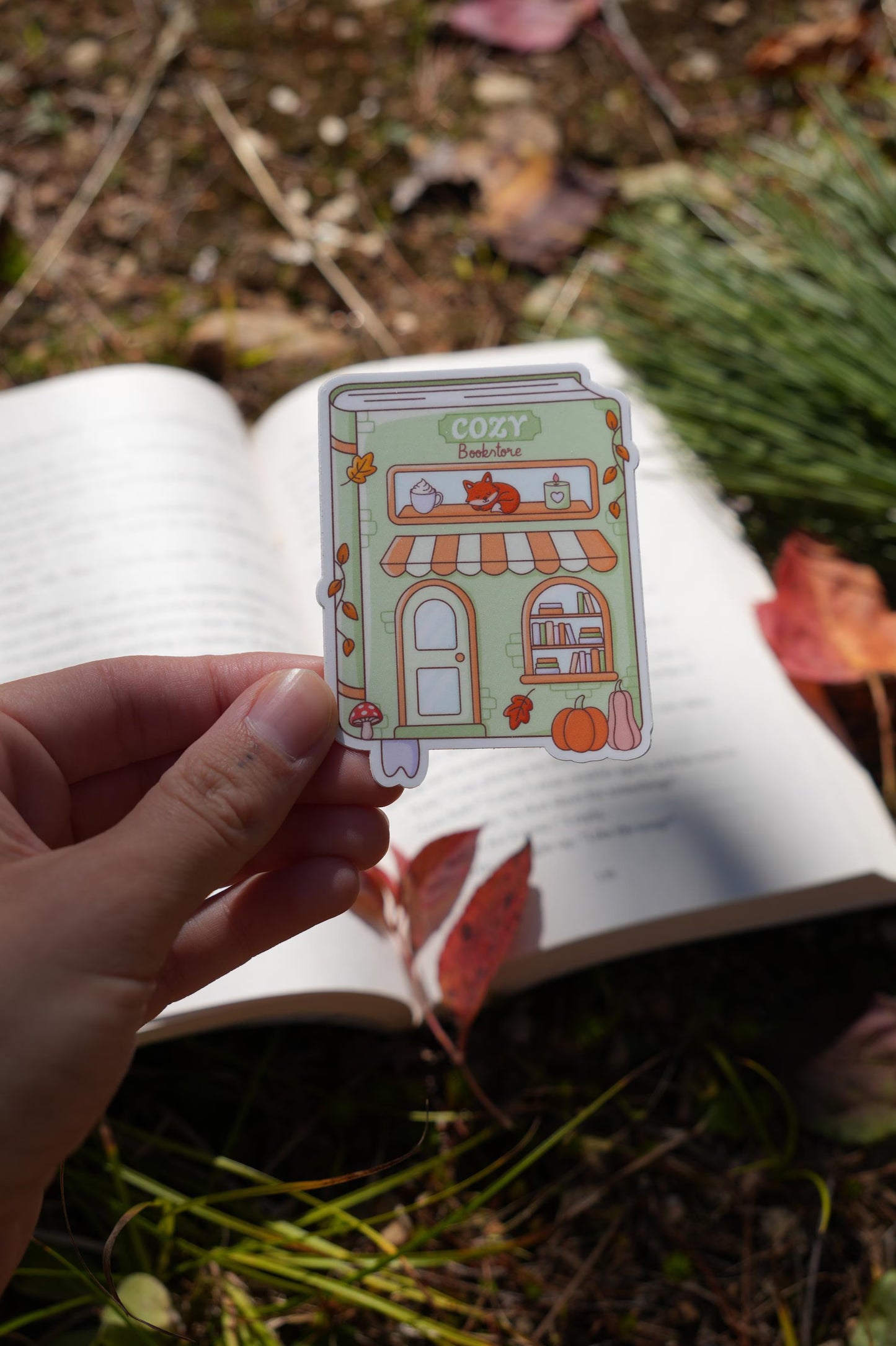 Cozy Autumn Bookstore Sticker