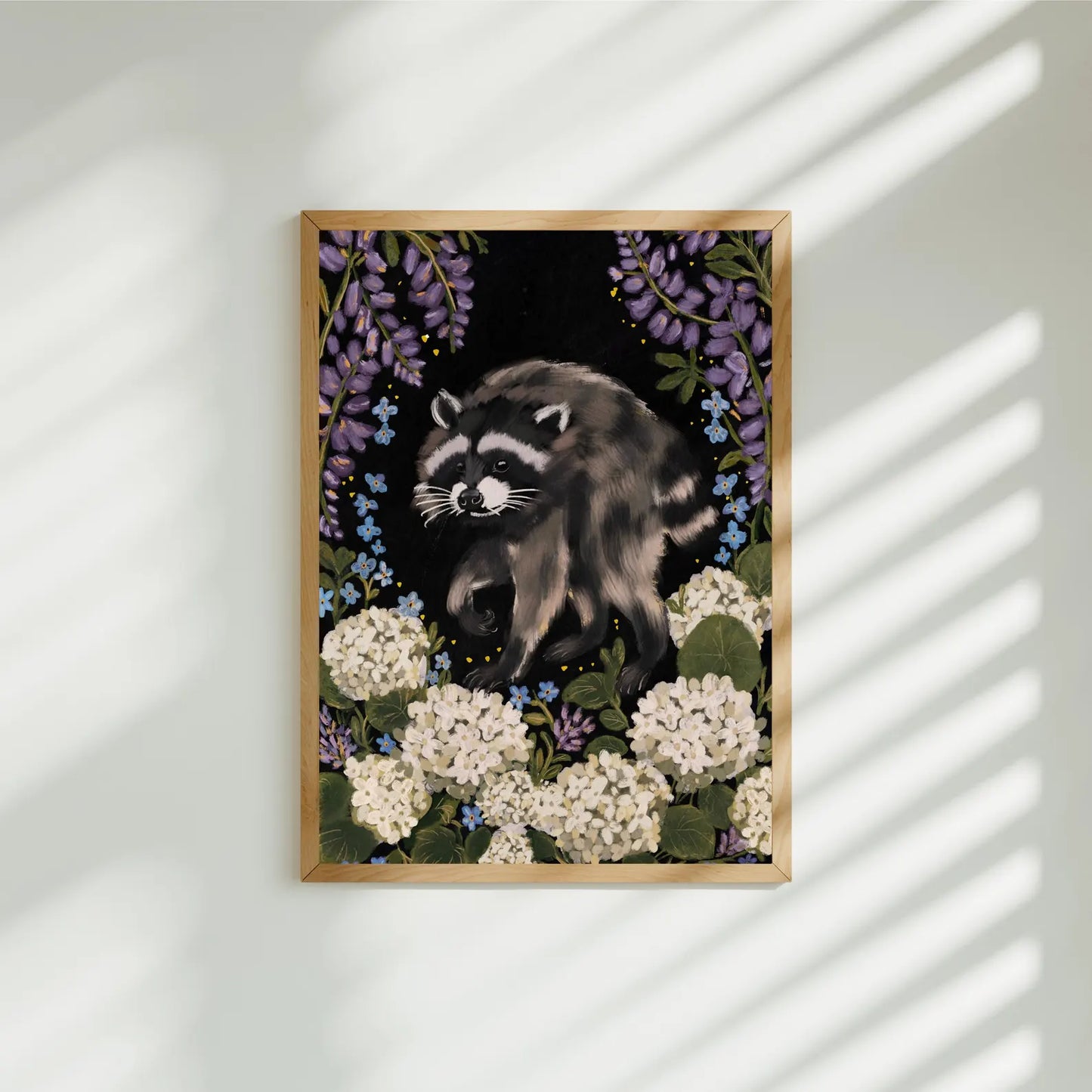Jimothy the Raccoon Hydrangeas & Flowers Art Print