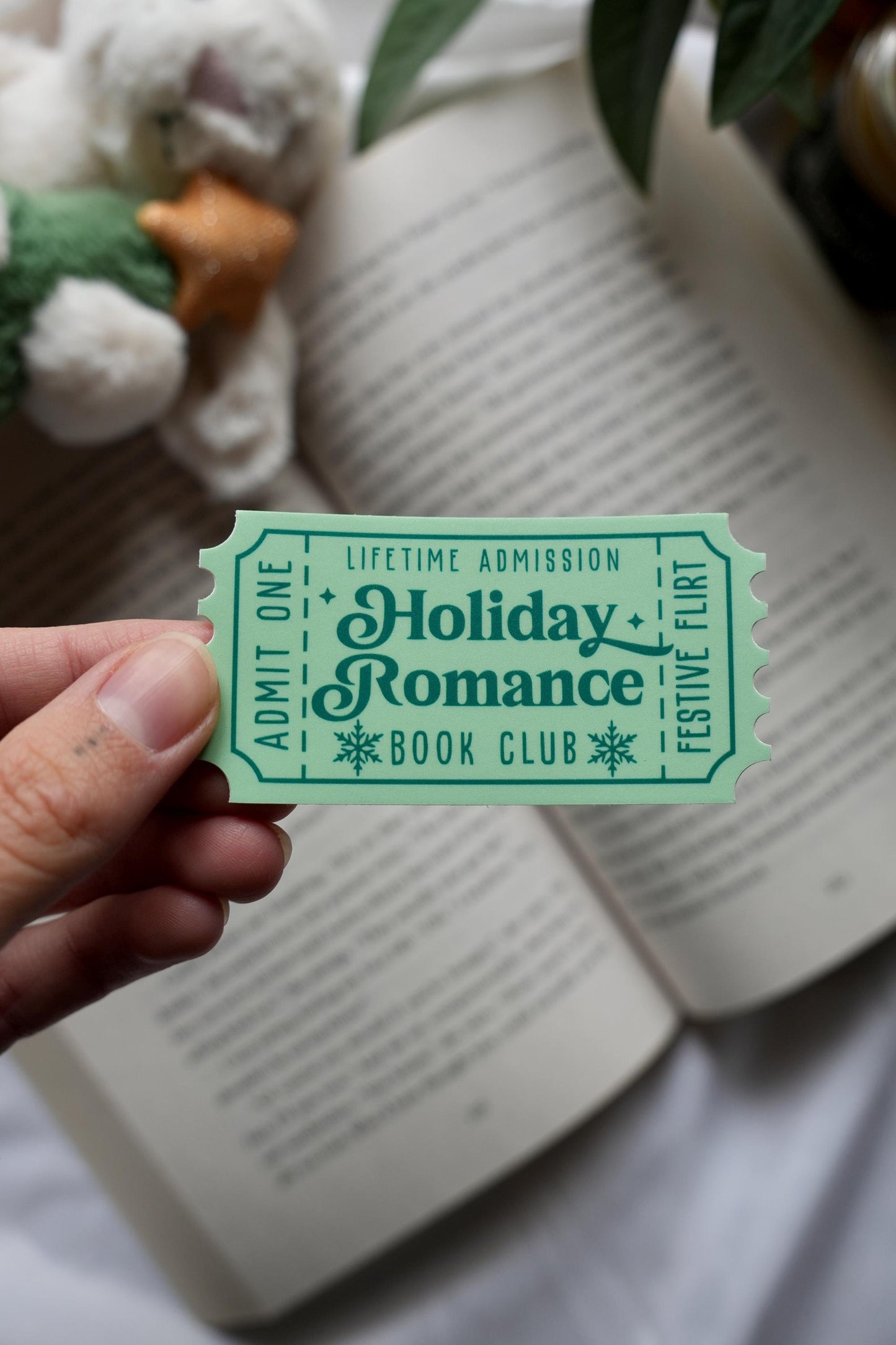 Holiday Romance Book Club Ticket Sticker