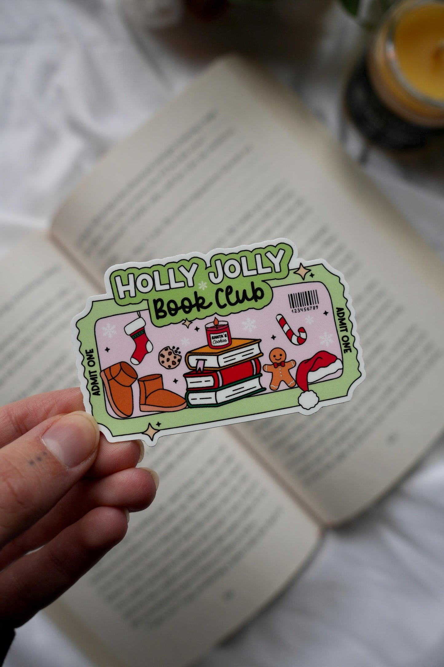 Holly Jolly Book Club Ticket Sticker