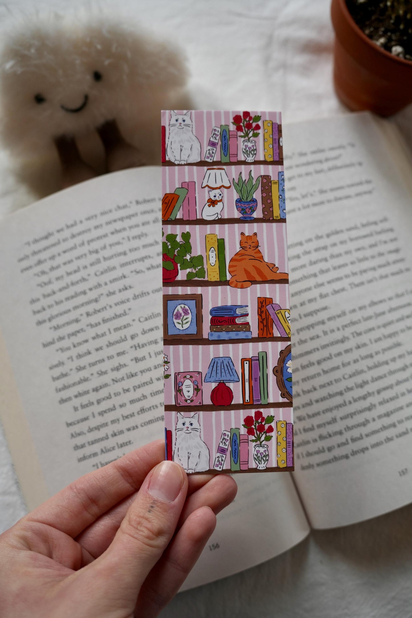 Cats on Bookshelf Bookmark