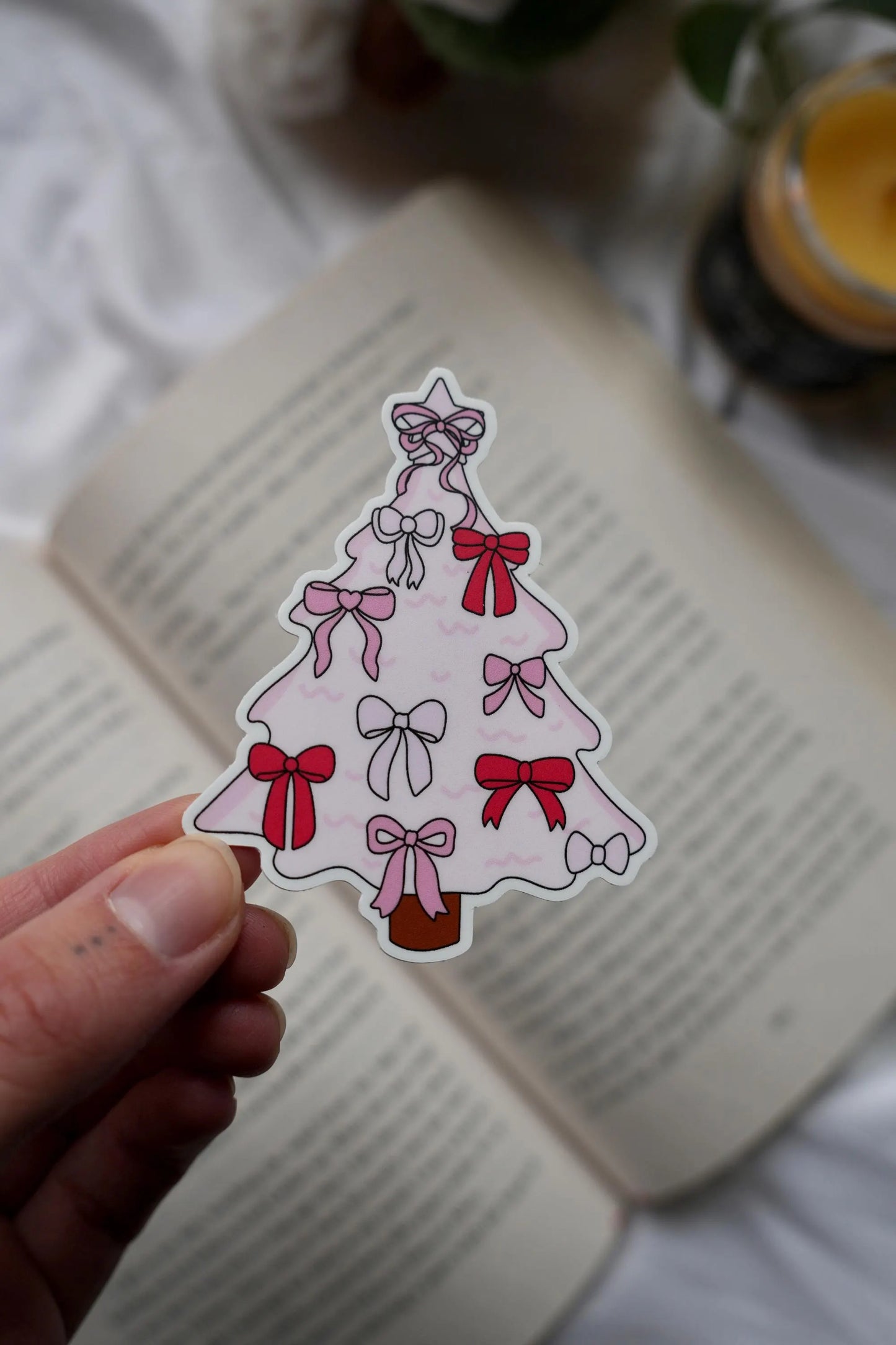 Pink Tree With Bows Sticker