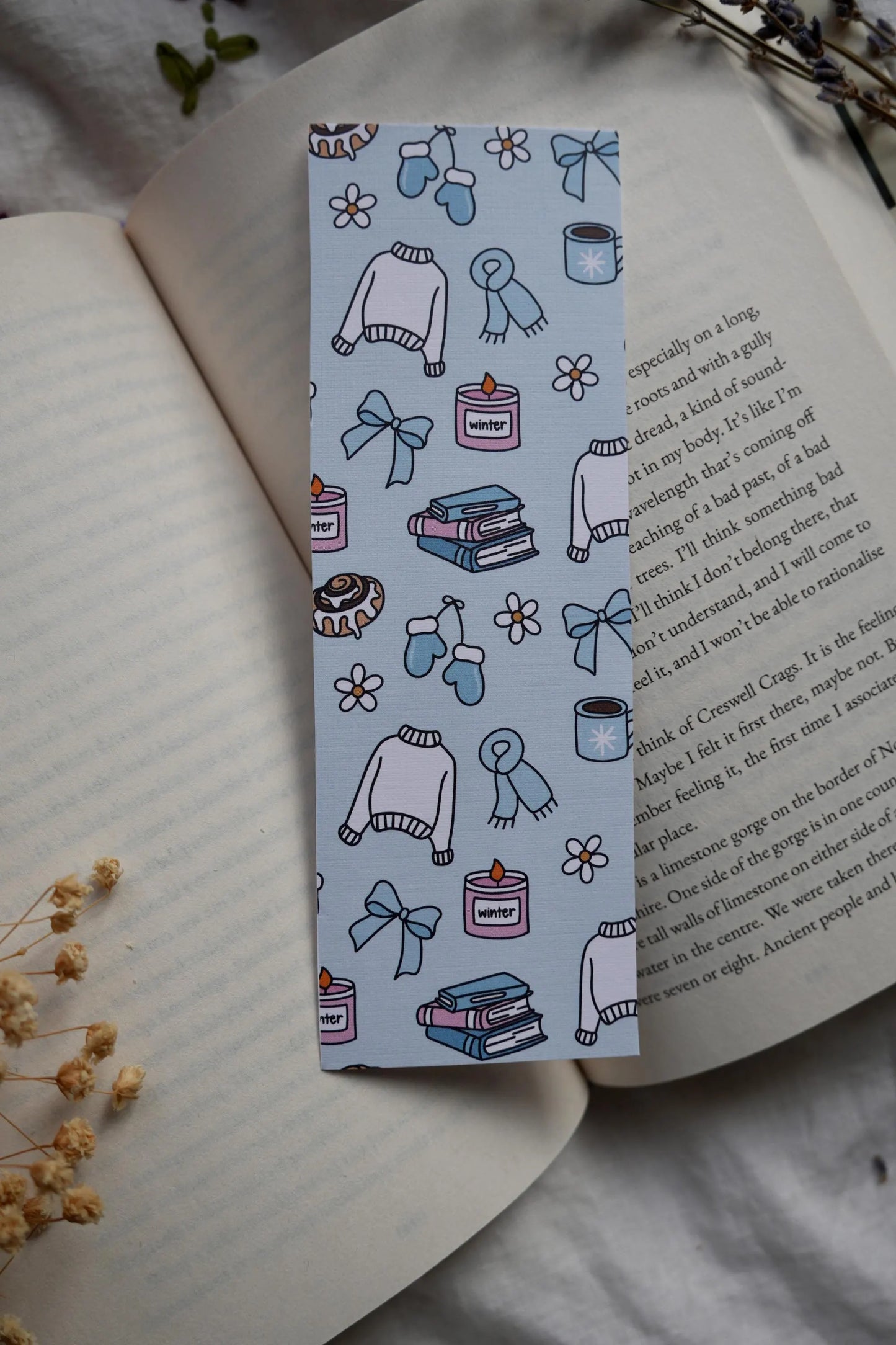 Winter Pattern Linen Bookmark