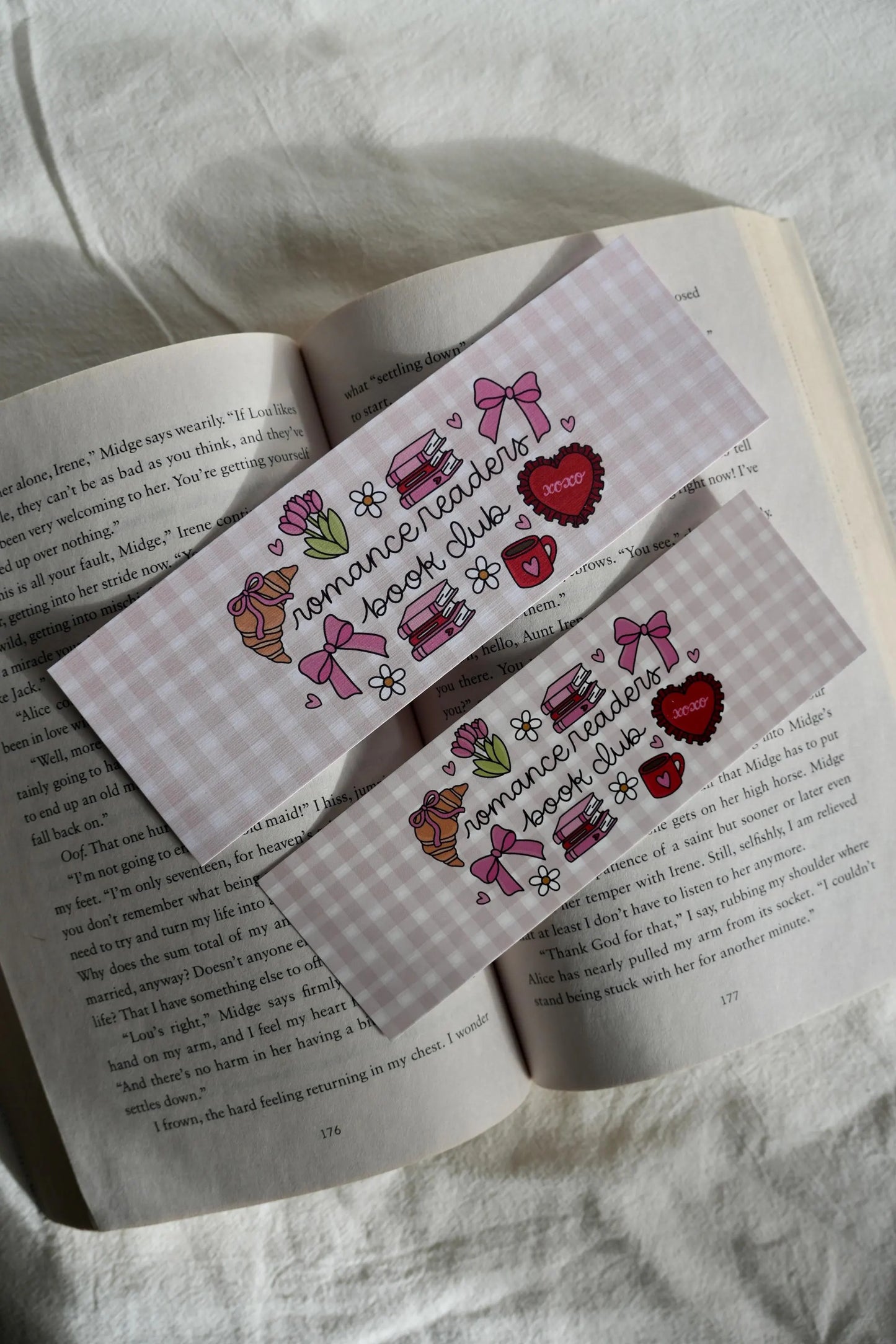 Romance Reader Book Club Gingham Bookmark