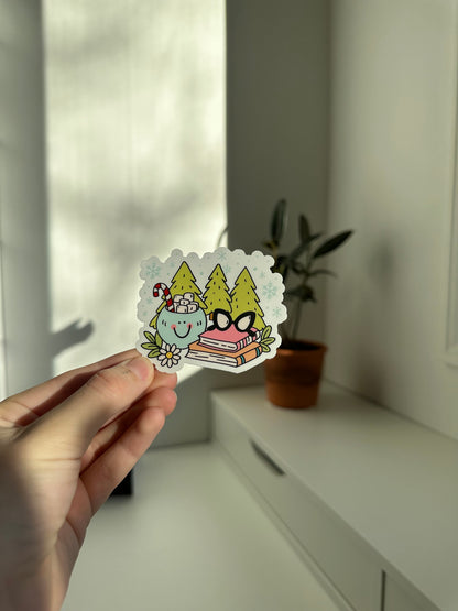 Cute Holiday Winter Bookish Sticker