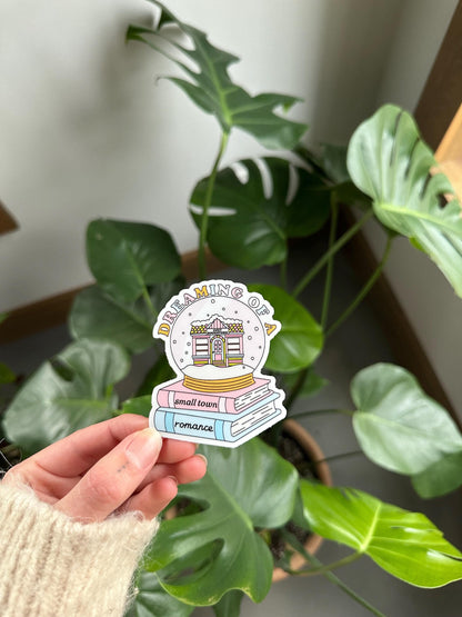 Dreaming of a Small Town Romance Snow Globe Sticker
