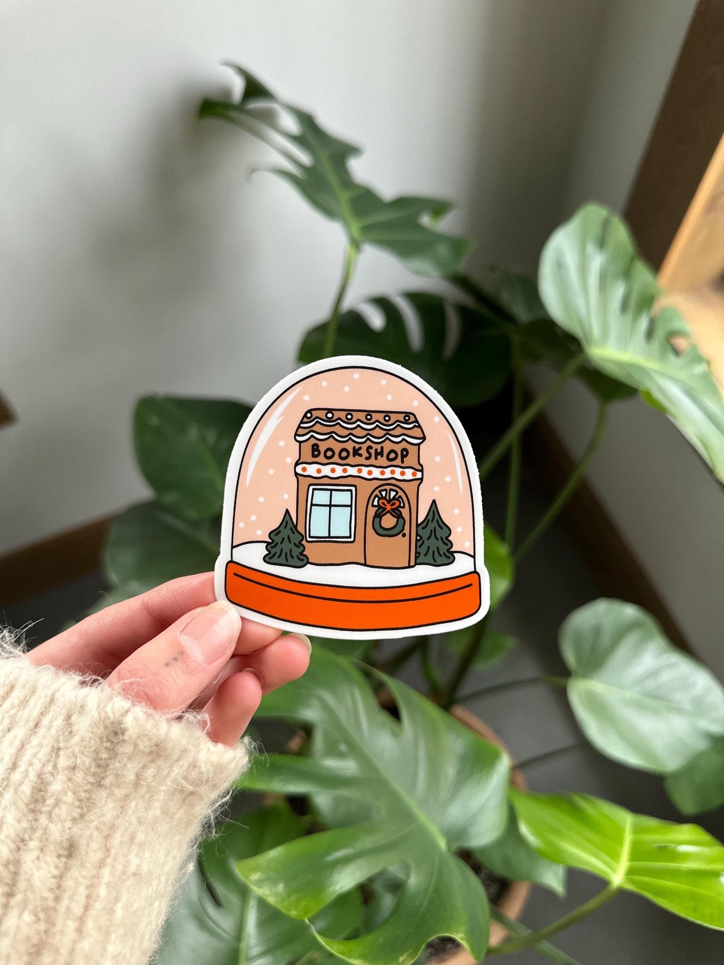 Holiday Bookshop Snow Globe Sticker