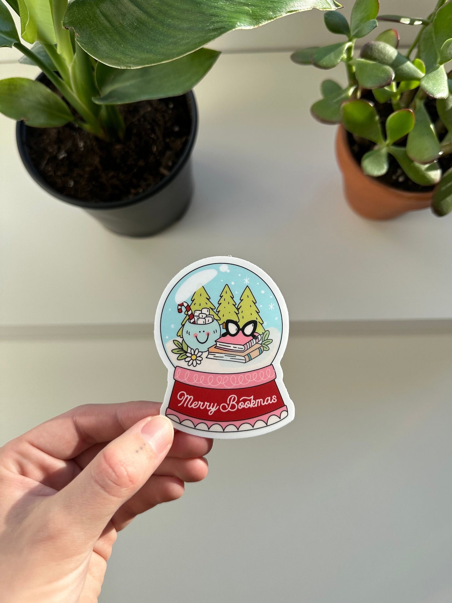 Merry Bookmas Snow Globe Sticker