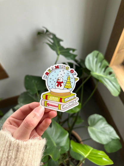 Dreaming of a Winter Holiday Romance Snow Globe Sticker