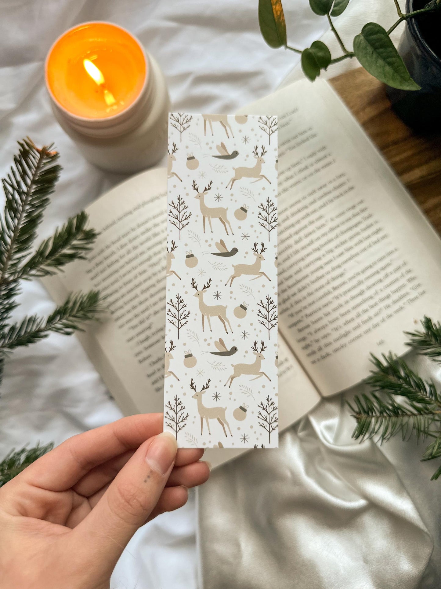 Deer and Doves Holiday Bookmark