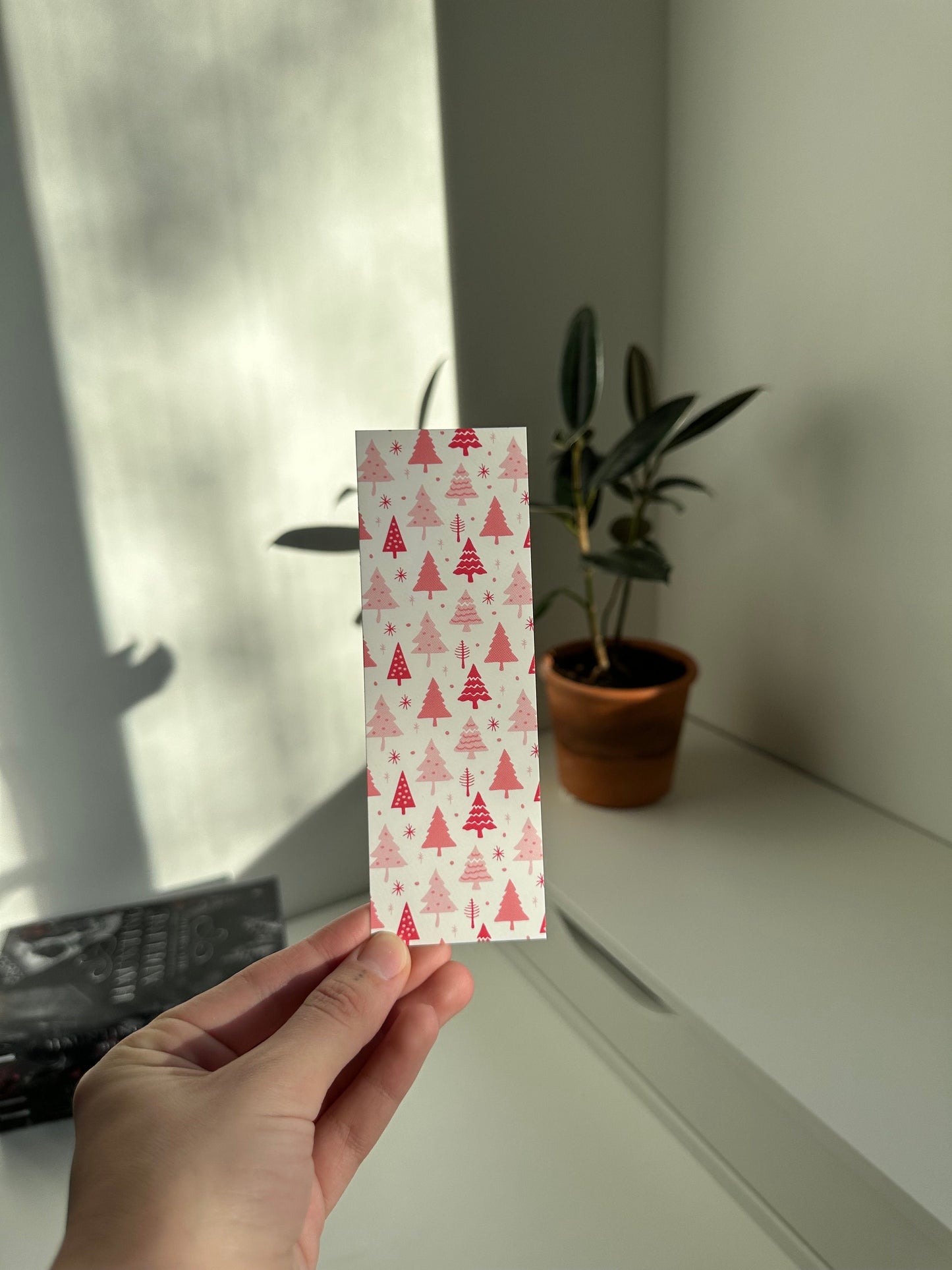 Pink Christmas Tree Pattern Bookmark