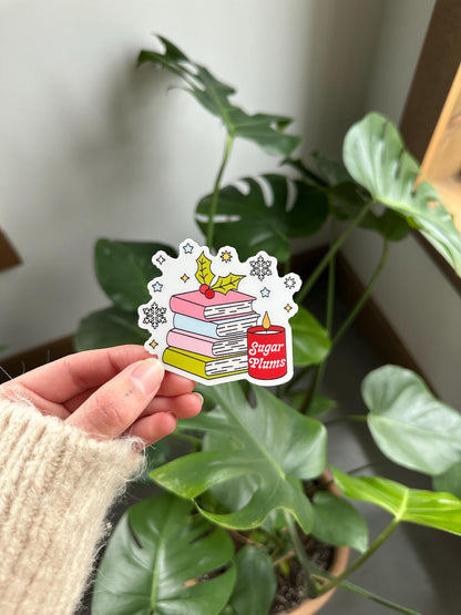 Sugar Plum Holiday Book Stack Sticker