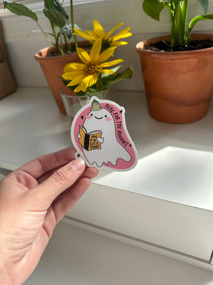Here for the boooks ghostie sticker