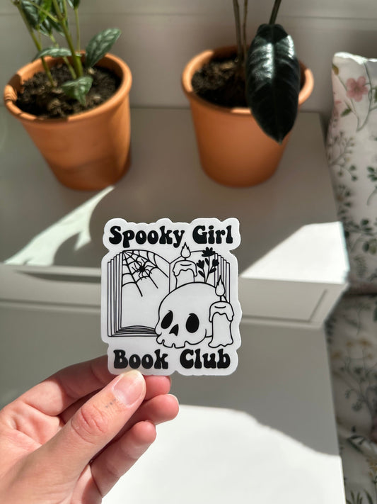 Spooky Girl Book Club Sticker, Bookish Sticker, Fall Reading Sticker, Kindle Sticker, Halloween Bookish Sticker, Autumn Reader Sticker