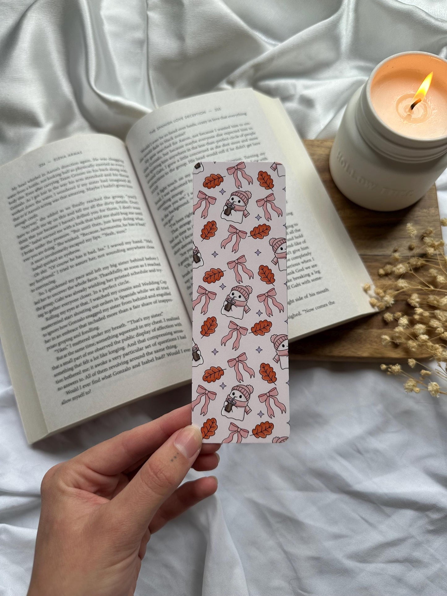 Ghost Drinking Coffee Autumn Bookmark
