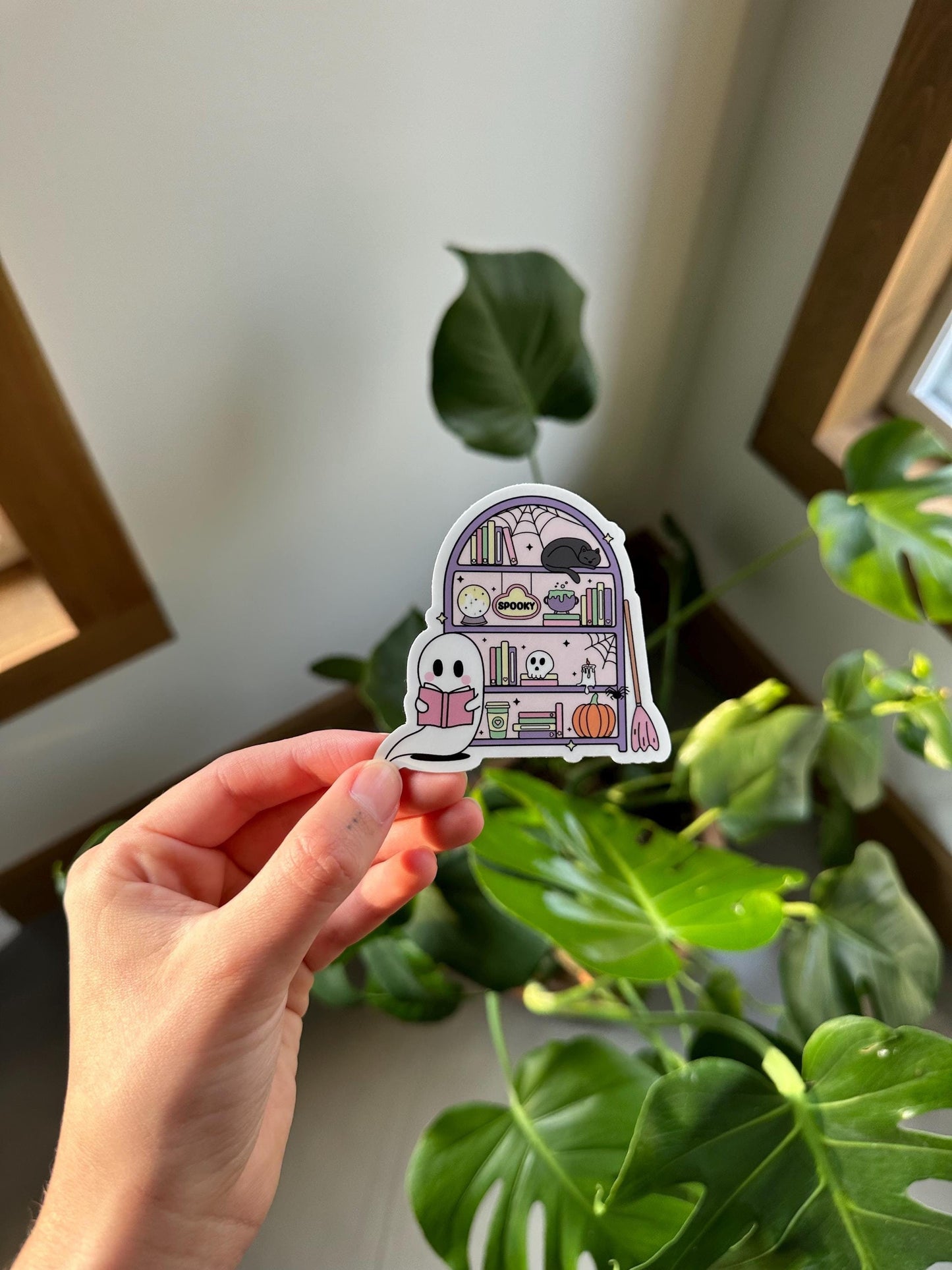 Spooky Bookshelf Sticker