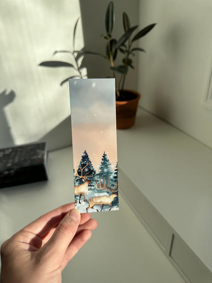 Reindeer Winter Scene Bookmark