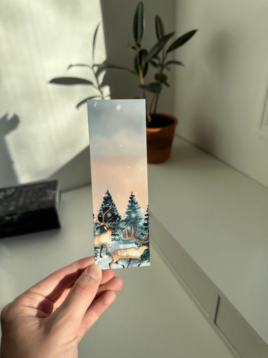 Reindeer Winter Scene Bookmark
