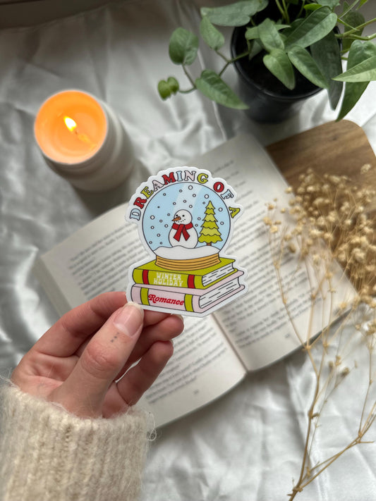 Dreaming of a Winter Holiday Romance Snow Globe Sticker
