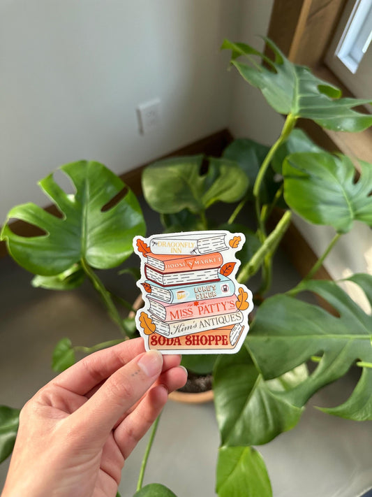 Gilmore Girls Fall Bookstack Sticker