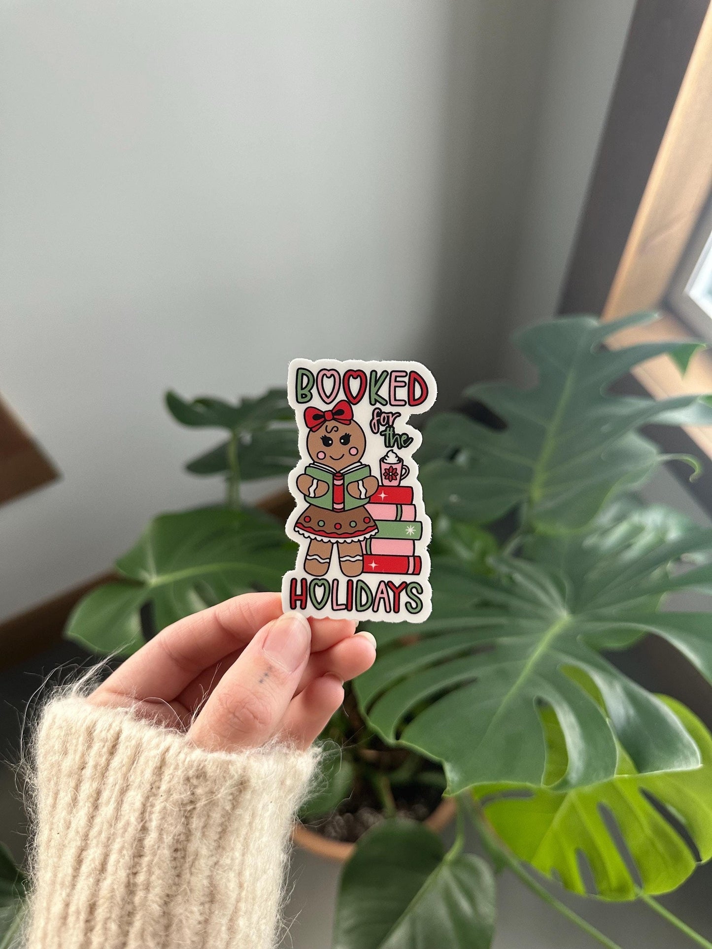 Booked For The Holidays Gingerbread Sticker