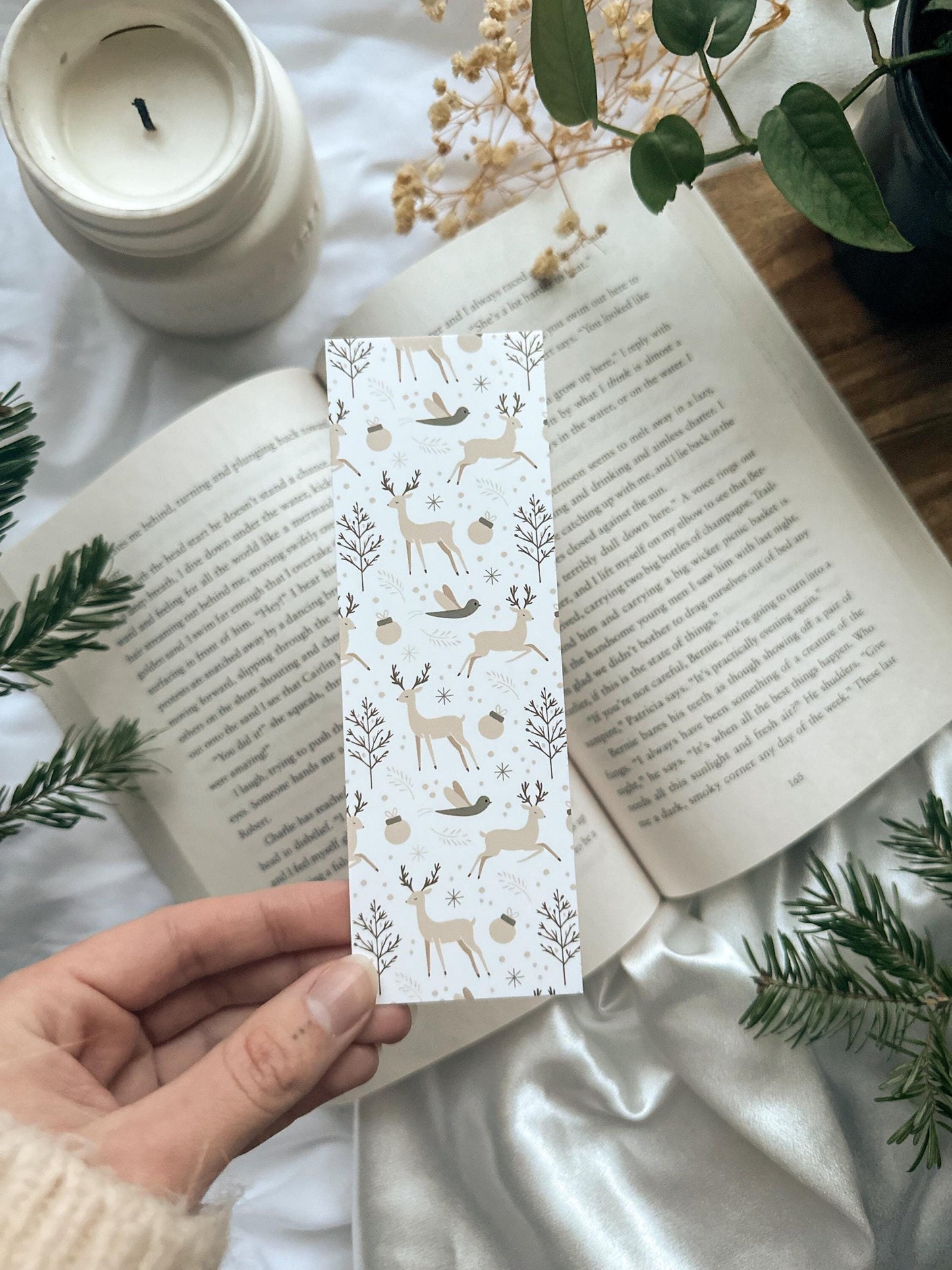 Deer and Doves Holiday Bookmark