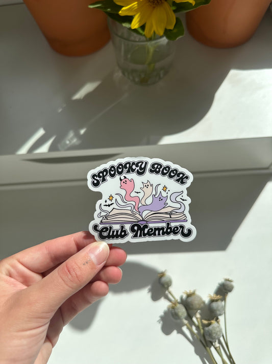 Spooky book club member ghostie sticker