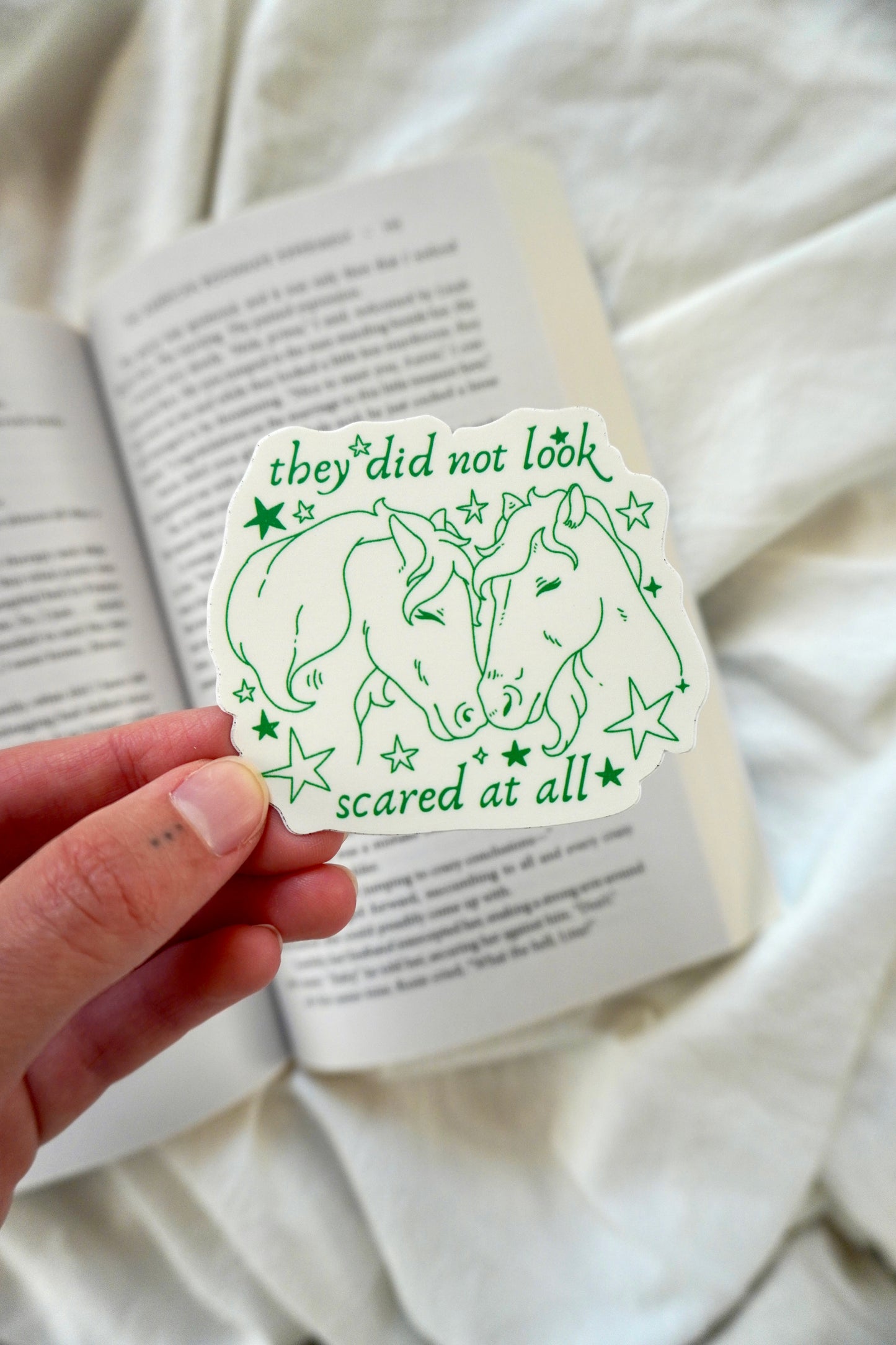 They did not look scared at all sticker