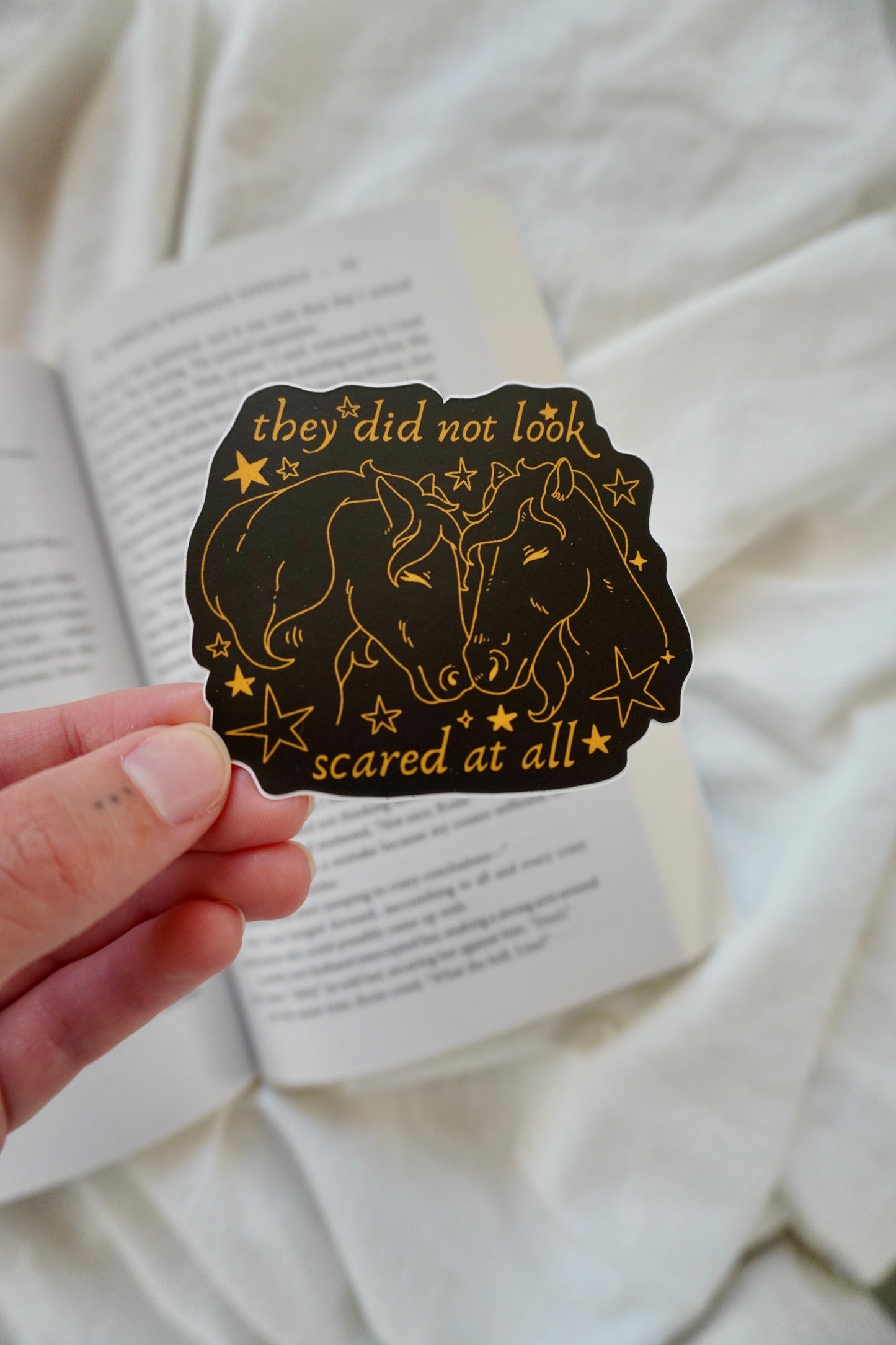 They did not look scared at all sticker