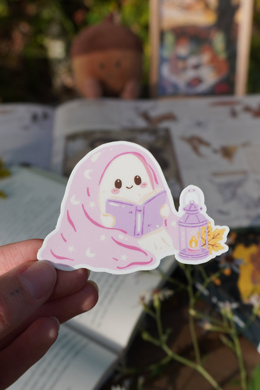 Cozy Ghost Reading Sticker