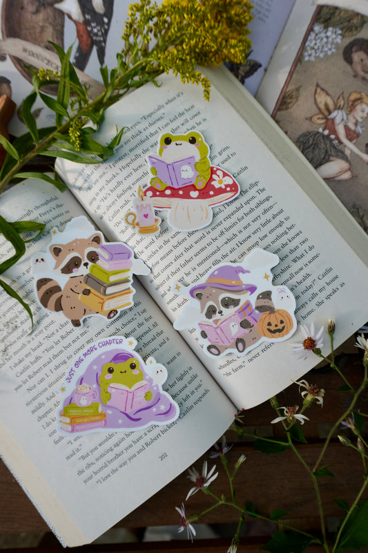Cottagecore Frog and Raccoon Falloween Sticker Bundle
