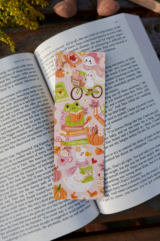 Cottagecore Autumn Frog, Duck & Ghost Bookmark