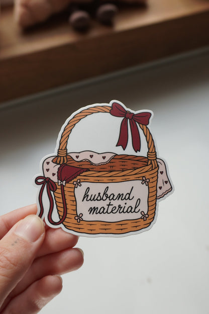 Husband Material Basket Sticker