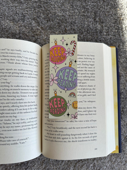 Keep Reading Christmas Ornament Bookmark