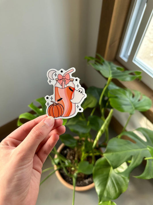 Pumpkin Spice Coffee Ghost Sticker