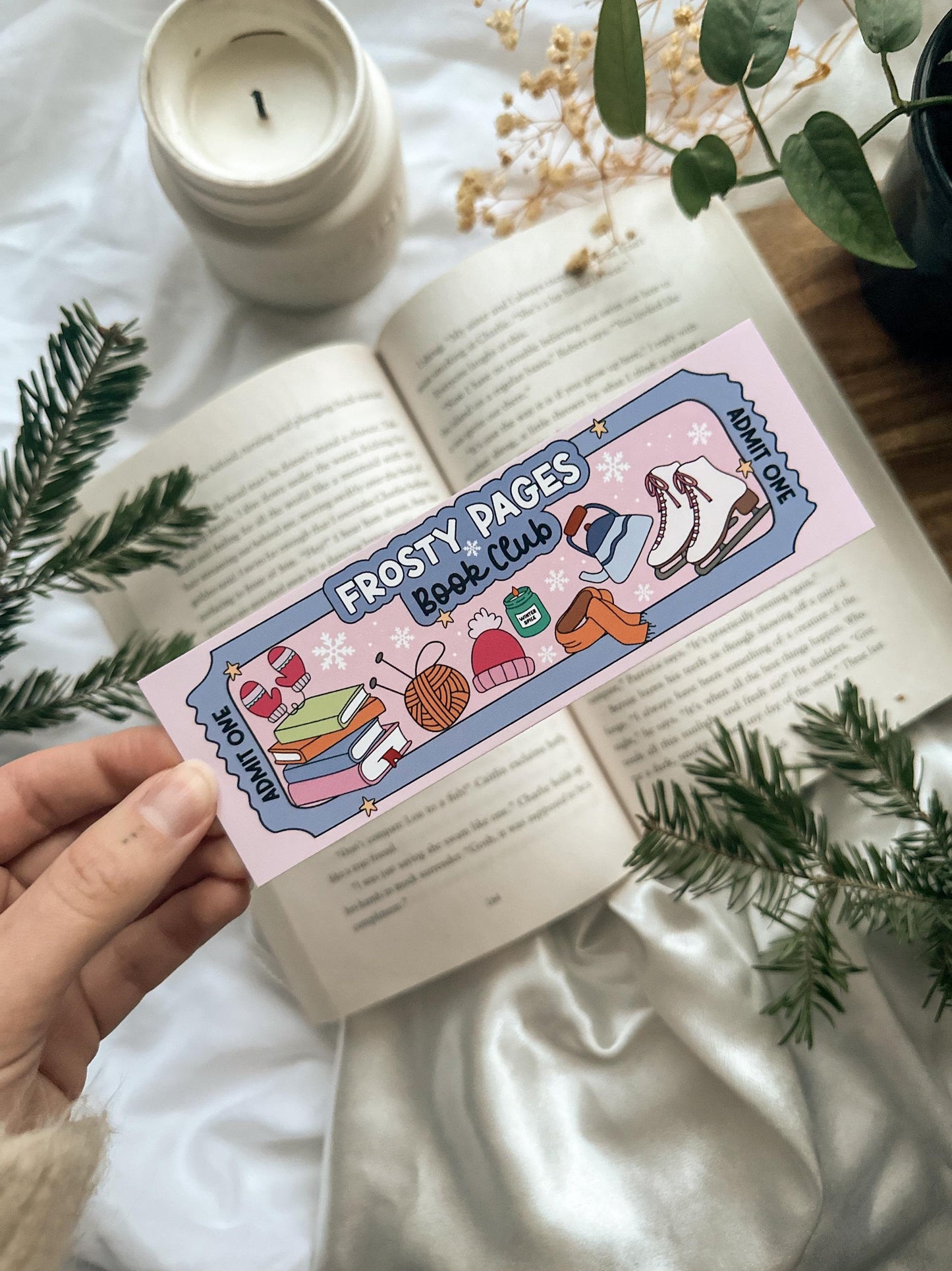 Frosty Pages Book Club Admit One Ticket Bookmark
