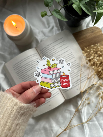 Sugar Plum Holiday Book Stack Sticker