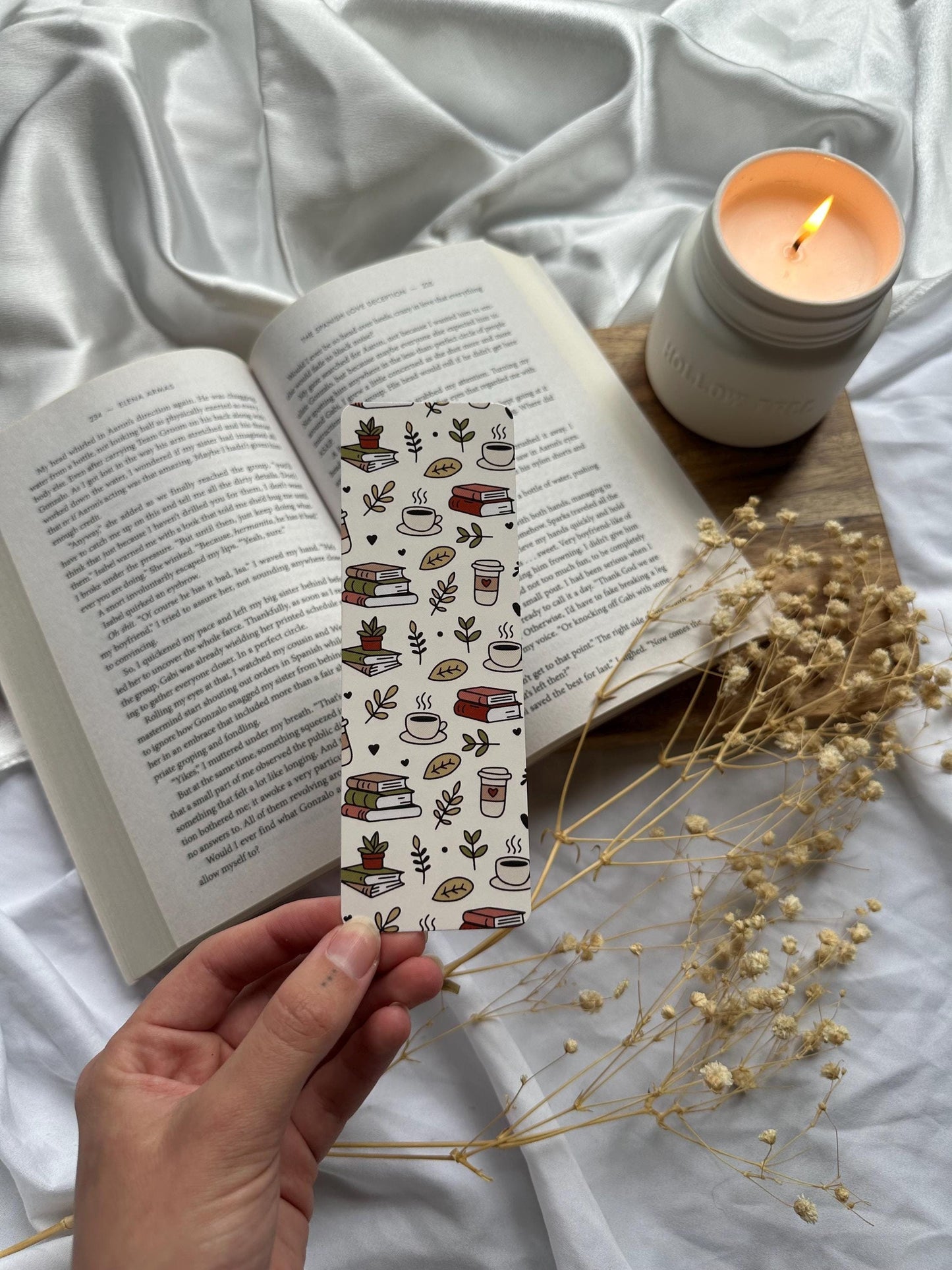 Cozy Autumn Bookish Pattern Bookmark