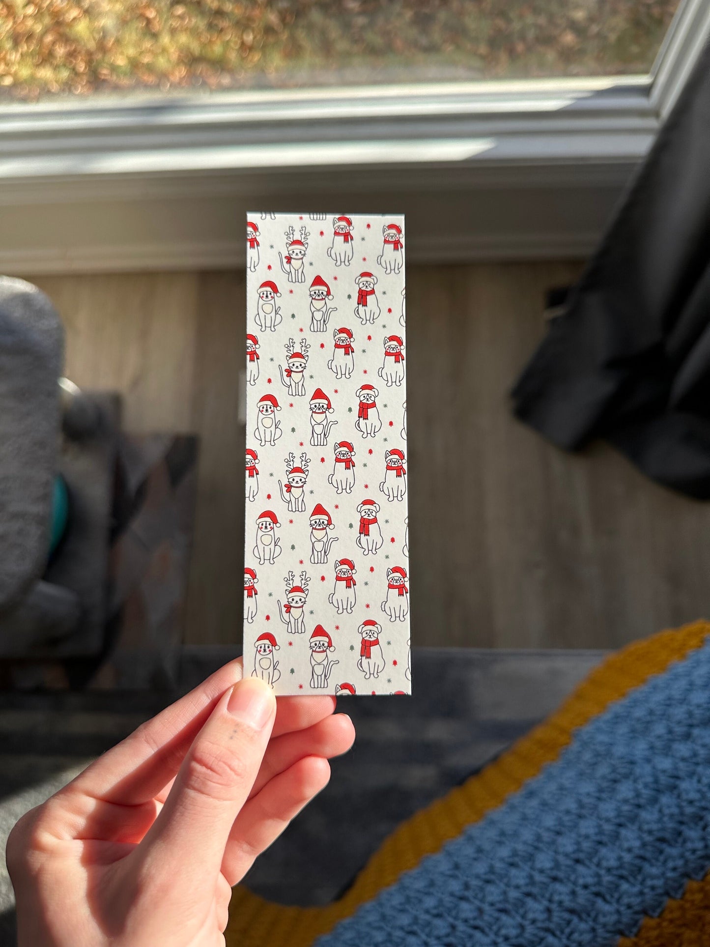 Cat and Dog Christmas Hats Bookmark