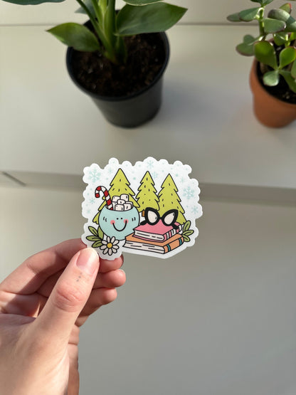 Cute Holiday Winter Bookish Sticker