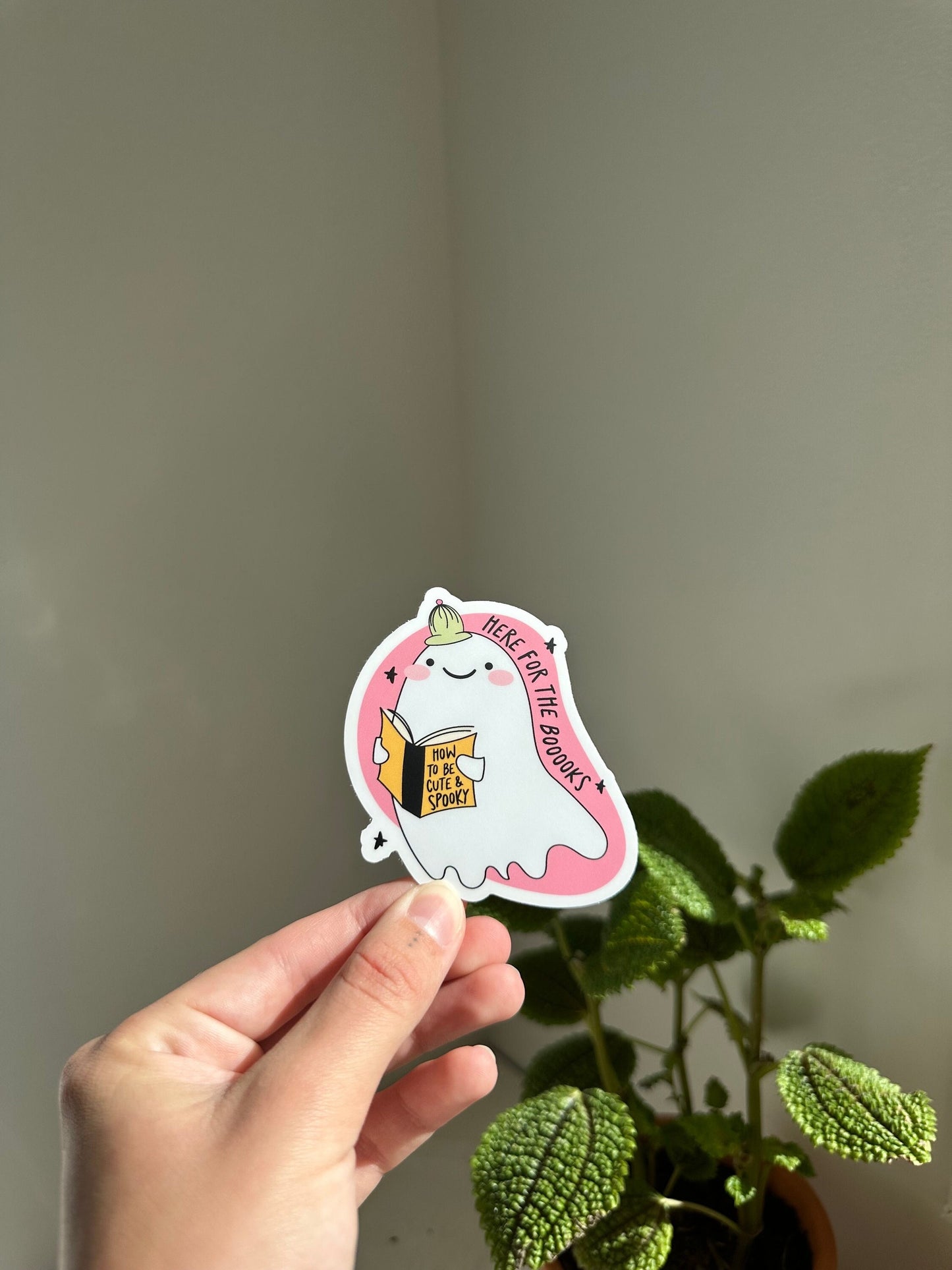 Here for the boooks ghostie sticker