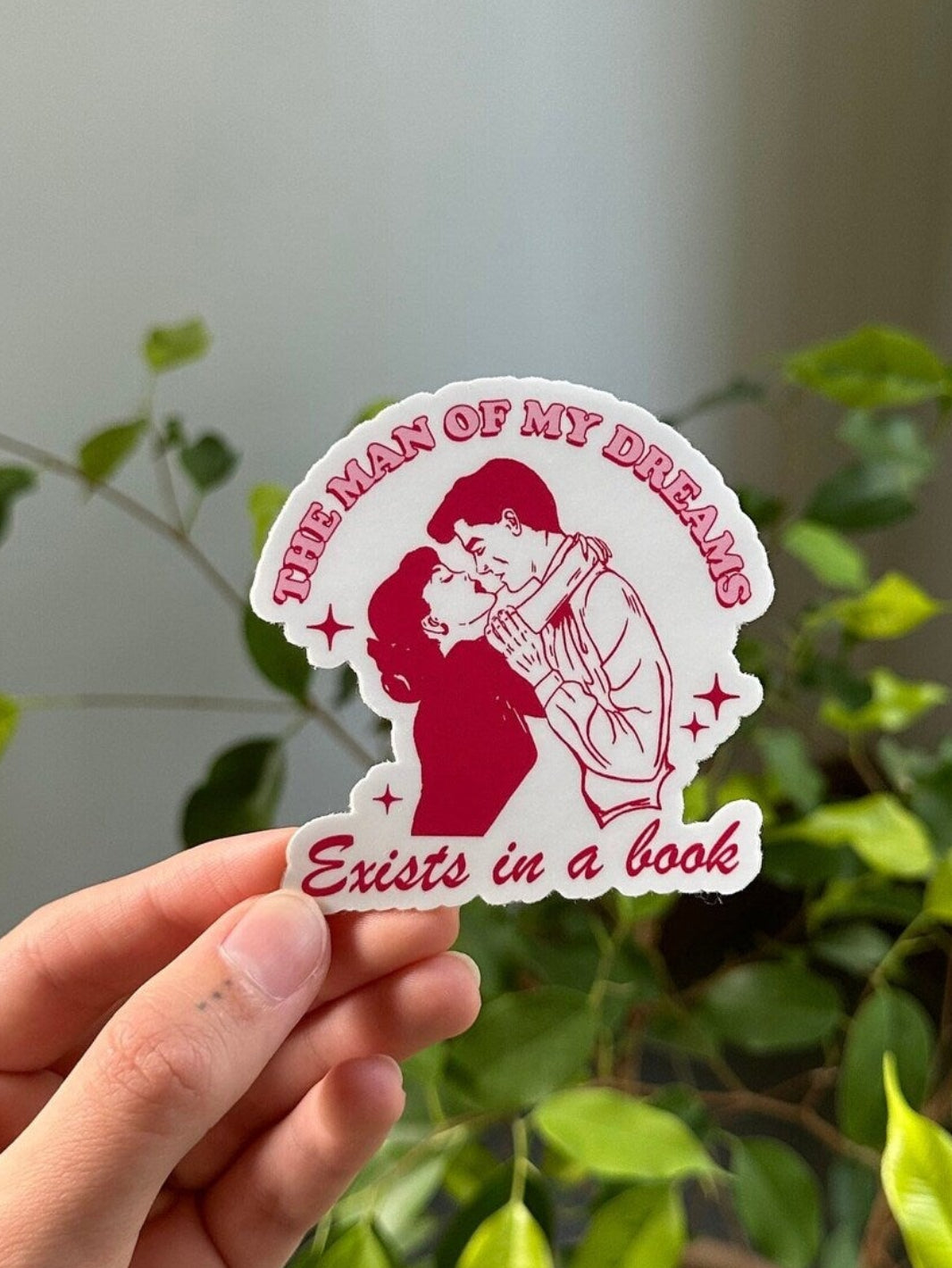 The man of my dreams exists in a book Sticker